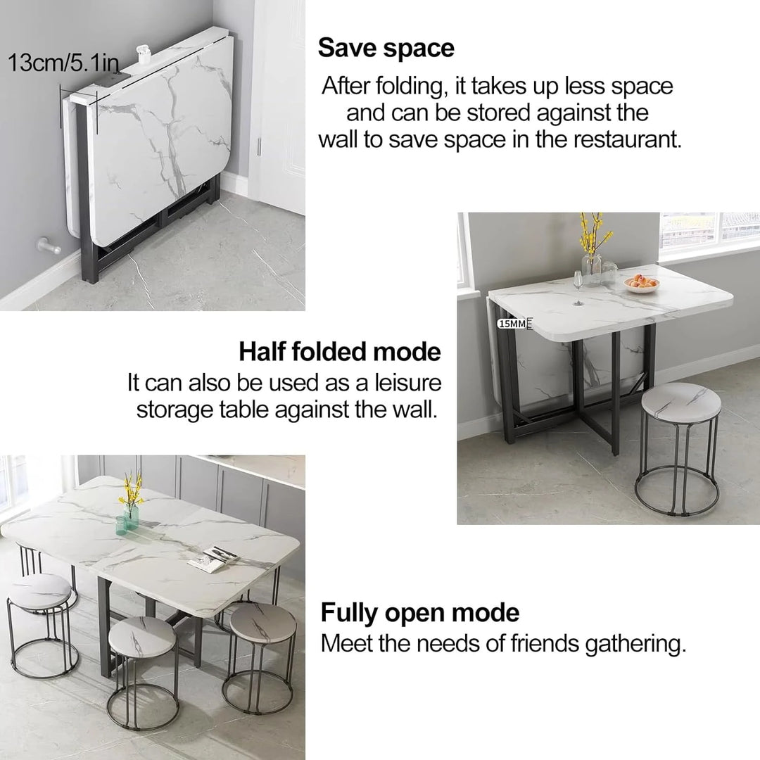 Folding Dining Table with 6 Wheels