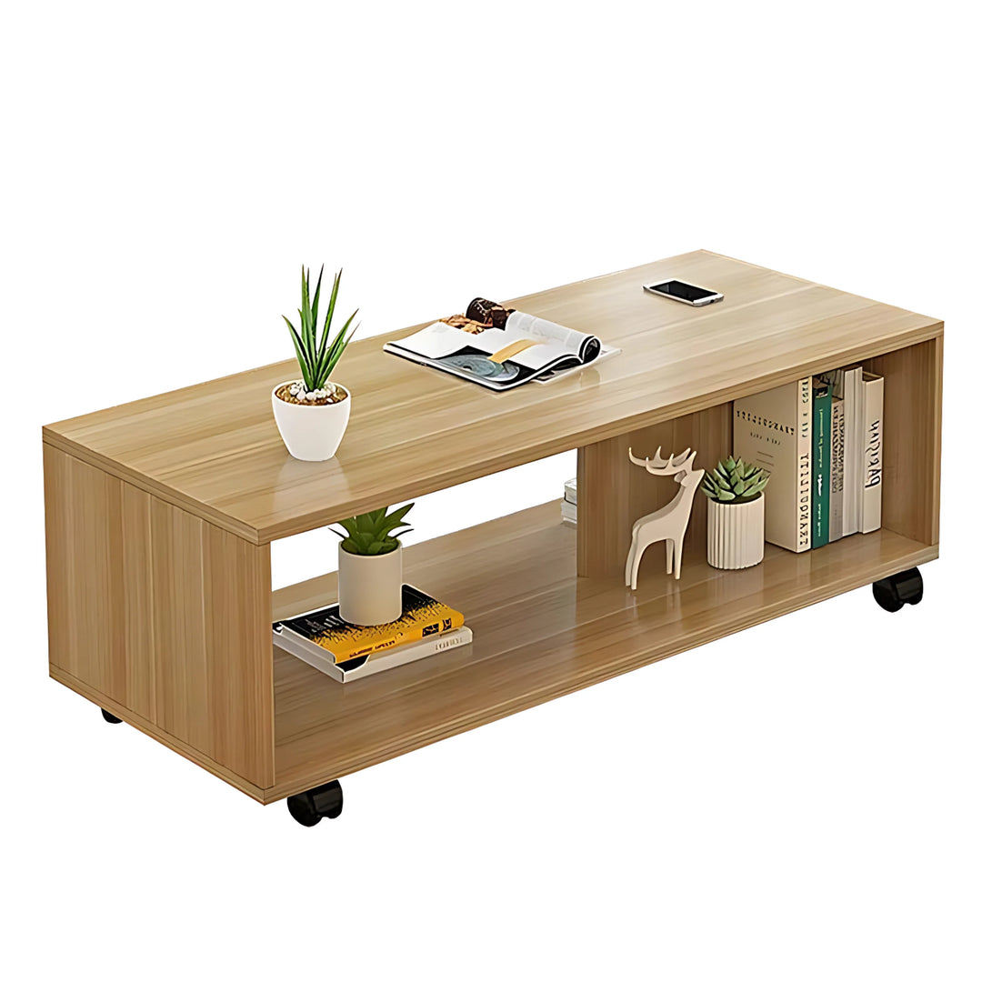 Engineered Wooden Center Table with Wheels