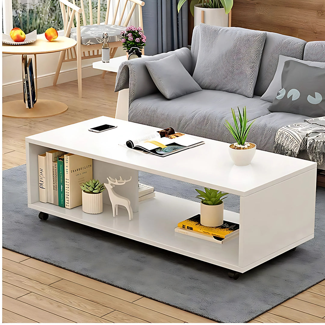 Engineered Wooden Center Table with Wheels