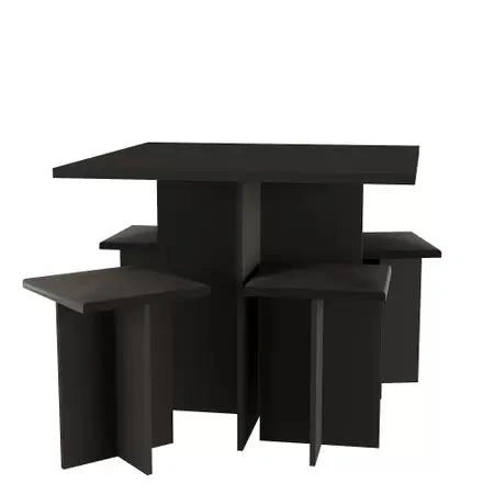 Modern Table and Stool Set with Hidden Storage