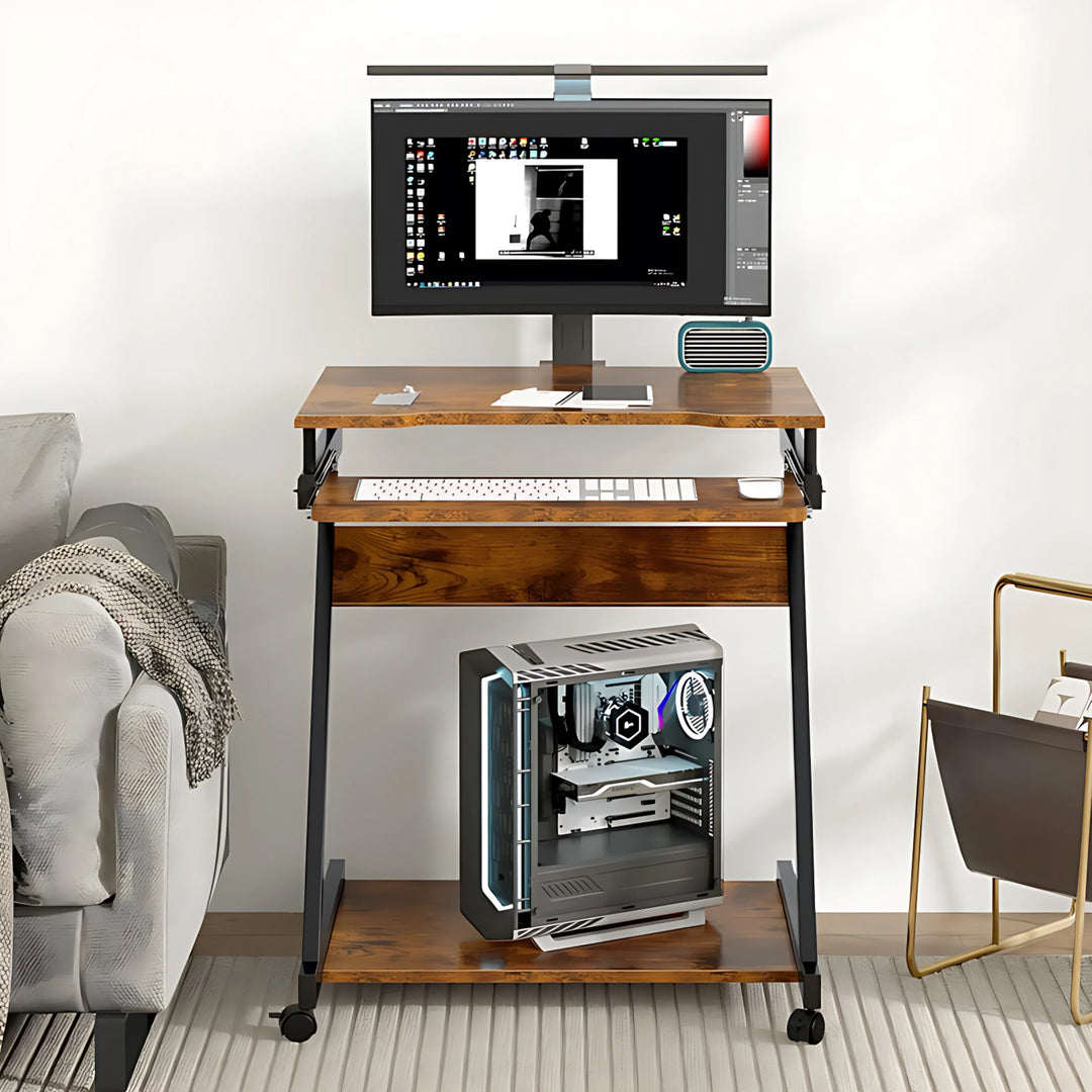 Small Computer Desk with 4 Wheels