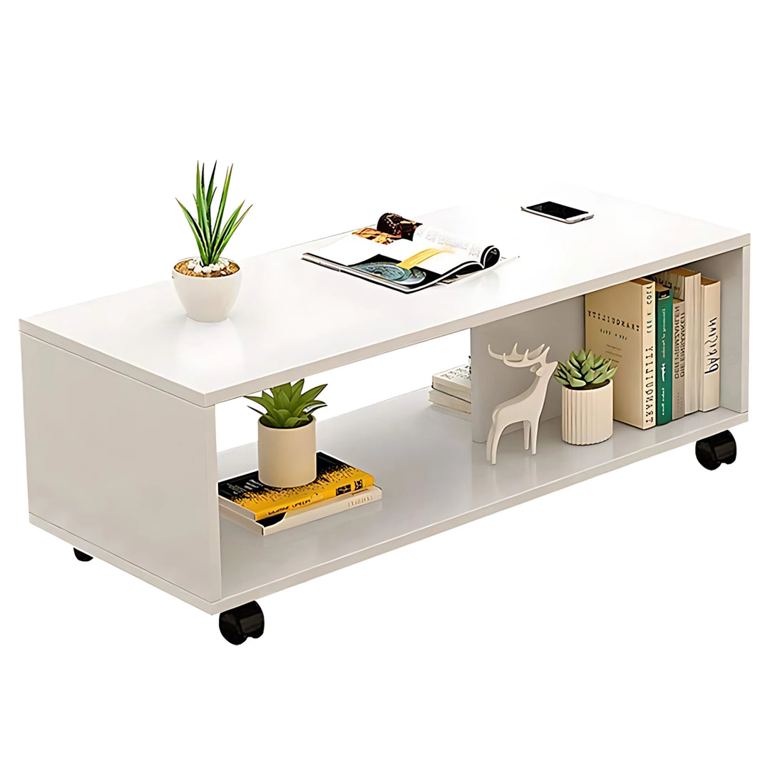 Engineered Wooden Center Table with Wheels