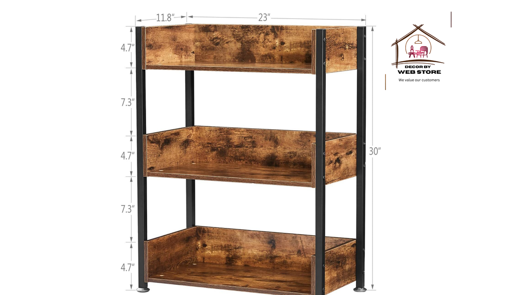 3-Tier Shoe Rack,Black Metal Shoe Rack with Wooden Top Board,Modern Shoe Storage Organizer with 2 Metal Mesh Shelves,Each Tier Fits 3 Pairs of Shoes,for Entryway Living Room,Rustic Brown