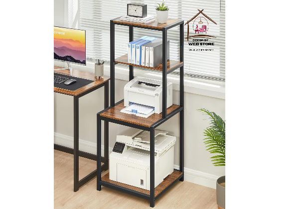 Printer Stand with Storage Shelf, 49.2 inch Large Tall 4 Tier Printer Table for Home Office Organization Space Saving Desk Rack for Printer Computer CPU Shredder