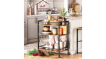 Load image into Gallery viewer, Rolling Kitchen Cart with Lockable Wheels, 25.2 x 15.7 x 33.3 Inches Beverage Cart with Storage Shelves, Rustic Brown without glass hanger
