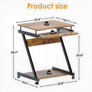 Small Computer Desk with 4 Wheels