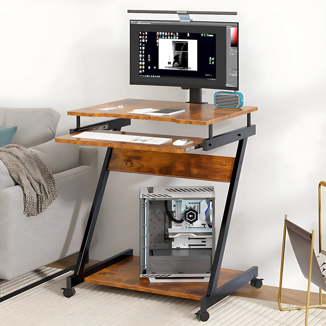 Small Computer Desk with 4 Wheels