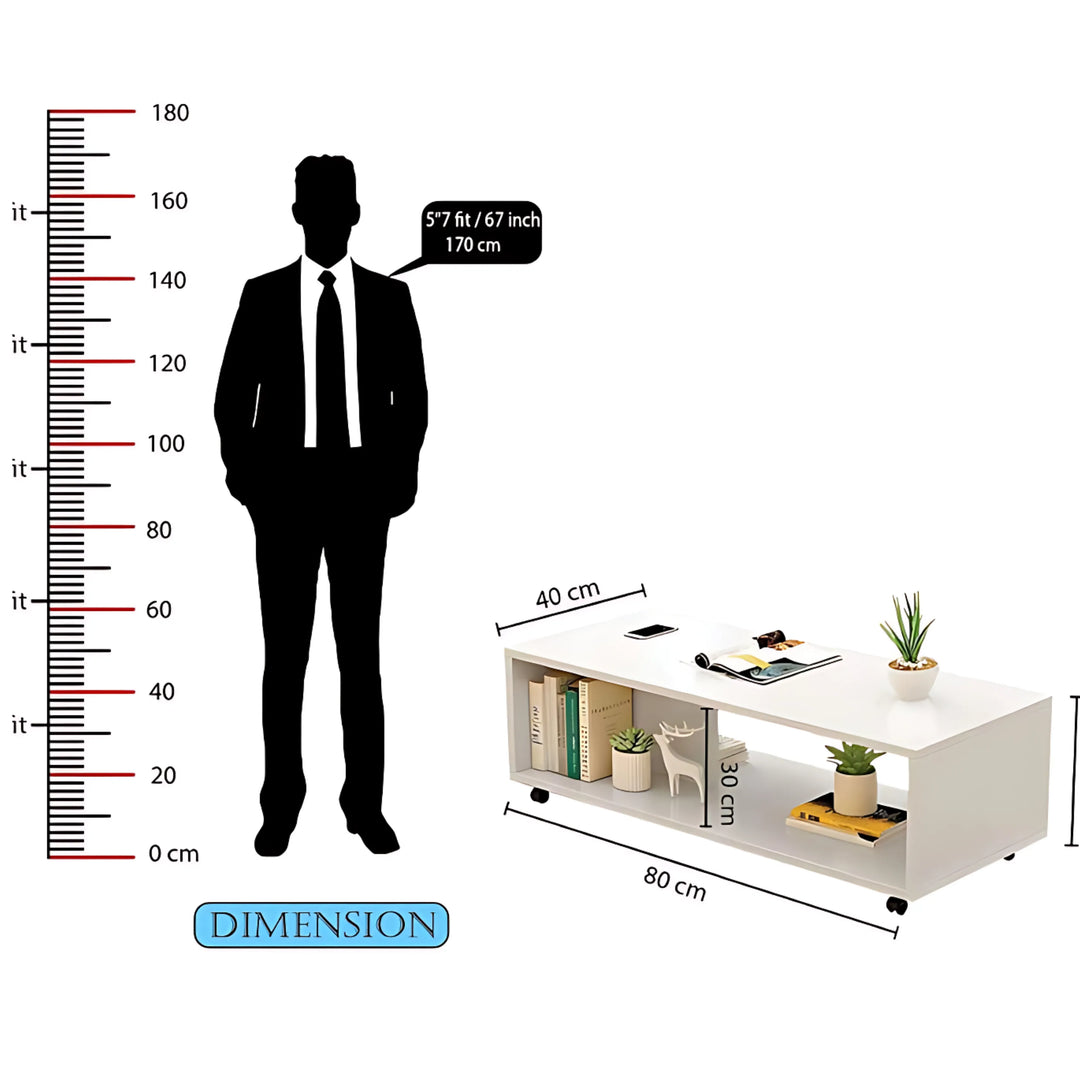 Engineered Wooden Center Table with Wheels