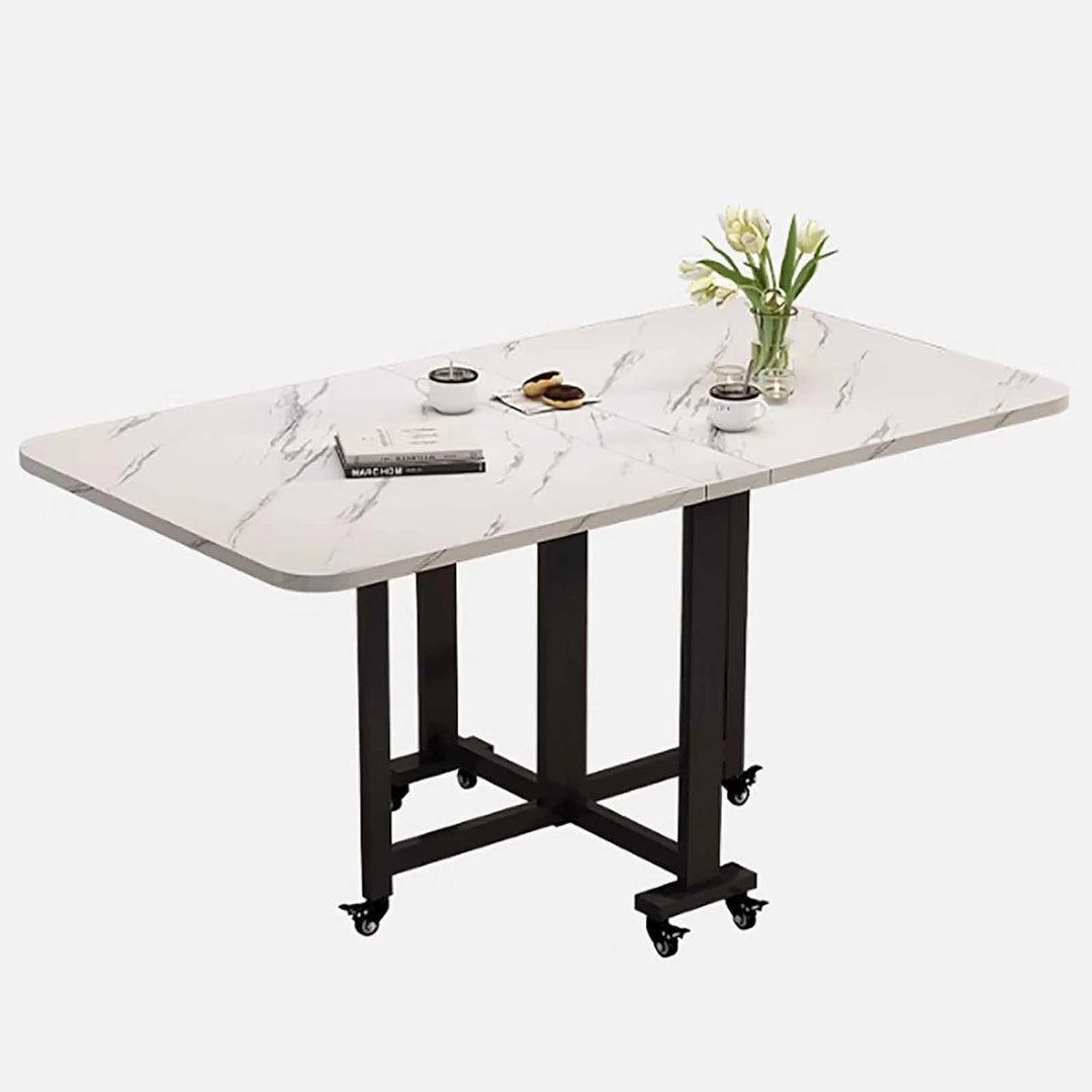Folding Dining Table with 6 Wheels
