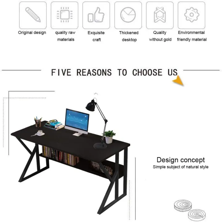Decor by Webstore K-Force Executive Desk – Modern High-Stability Computer Workstation & Study Table with Heavy-Duty Reinforced Steel K-Frame