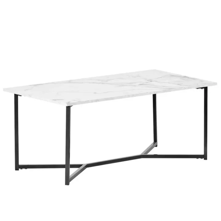 Decor by Webstore X-Frame Marble Series Coffee Table – Multi-Functional 2-Tier Center Table with Storage & High-Density MDF Marble Finish
