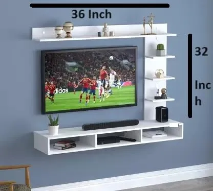 Decor by Webstore 32-Inch Elite Wall-Mount TV Panel – Modern Floating Entertainment Unit & LED Media Cabinet with Integrated Set-Top Box Storage