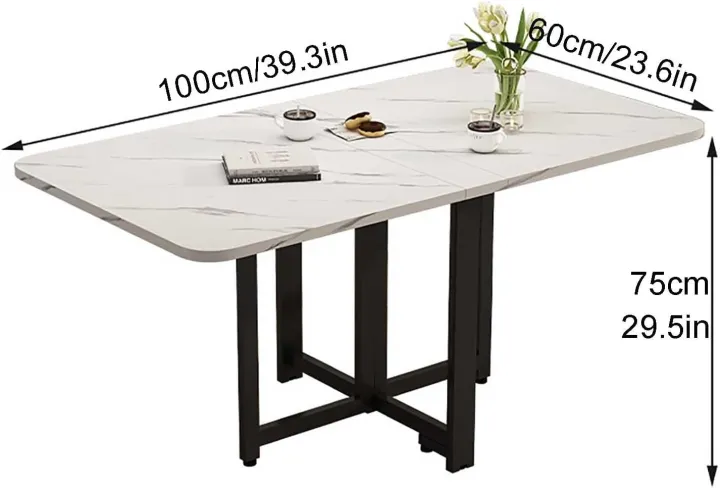 Decor by Webstore Aero-Fold 6-Wheeled Extension Table – Eco-Friendly E1 Grade Drop Leaf Dining Table & Mobile Multifunction Workstation with Carbon Steel Frame