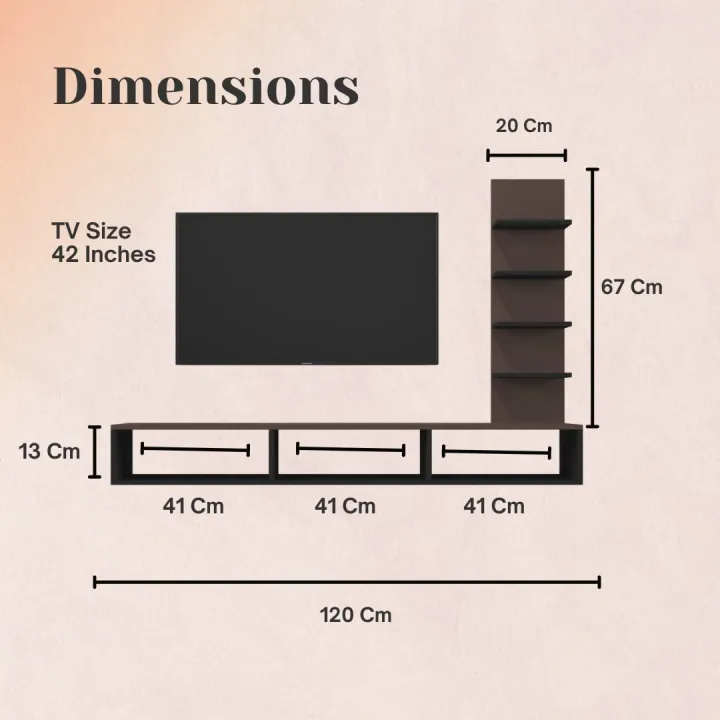 Decor by Webstore Dual-Tone Multimedia Wall Hub – Floating TV Cabinet & Set-Top Box Shelf for Home & Office (Ideal for TVs up to 42")