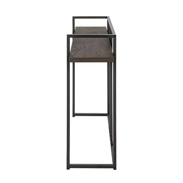 Decor by Webstore Industrial Fusion Console Table – Modern Hallway Entryway Table with Integrated Storage Shelf & Heavy-Duty Wooden Finish
