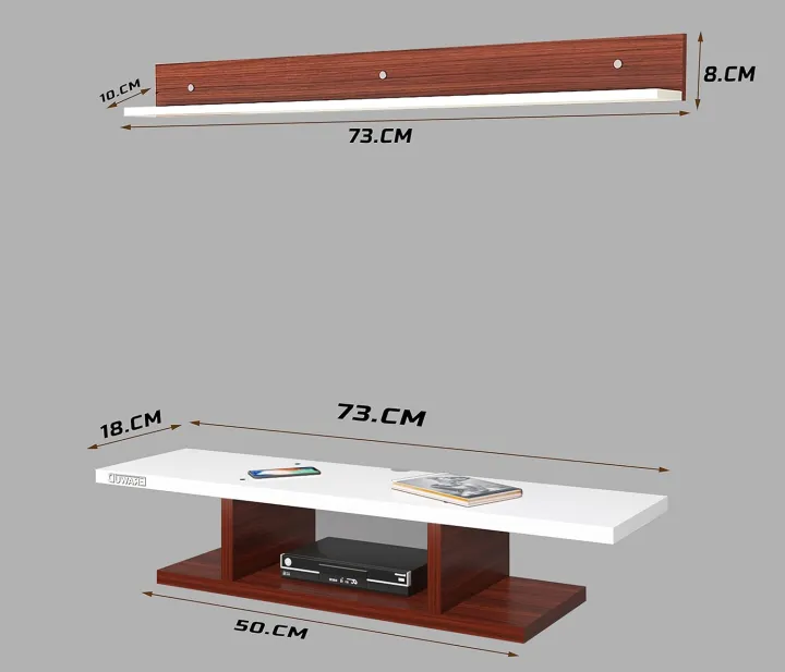 Engineered Wood TV Entertainment Unit Set Top Box Stand | TV Cabinet for Living Room with Wall Shelf Display Rack, Wall Mounted TV Unit - Ideal for Upto Size 32