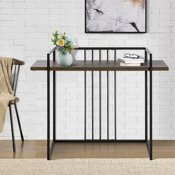 Decor by Webstore Industrial Fusion Console Table – Modern Hallway Entryway Table with Integrated Storage Shelf & Heavy-Duty Wooden Finish