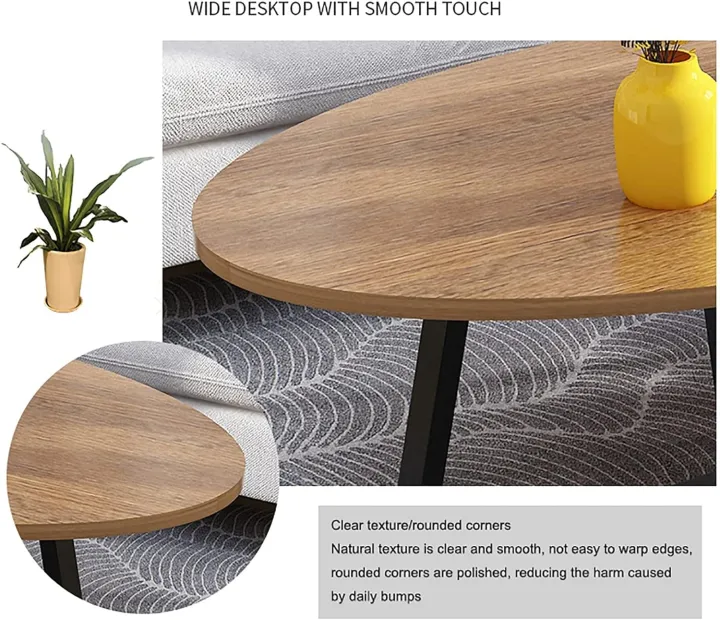 Coffee Table, Japanese Oval Low Table (100x50x45cm), E1 Environmental Protection Board+Carbon Steel Bracket Leisure Table