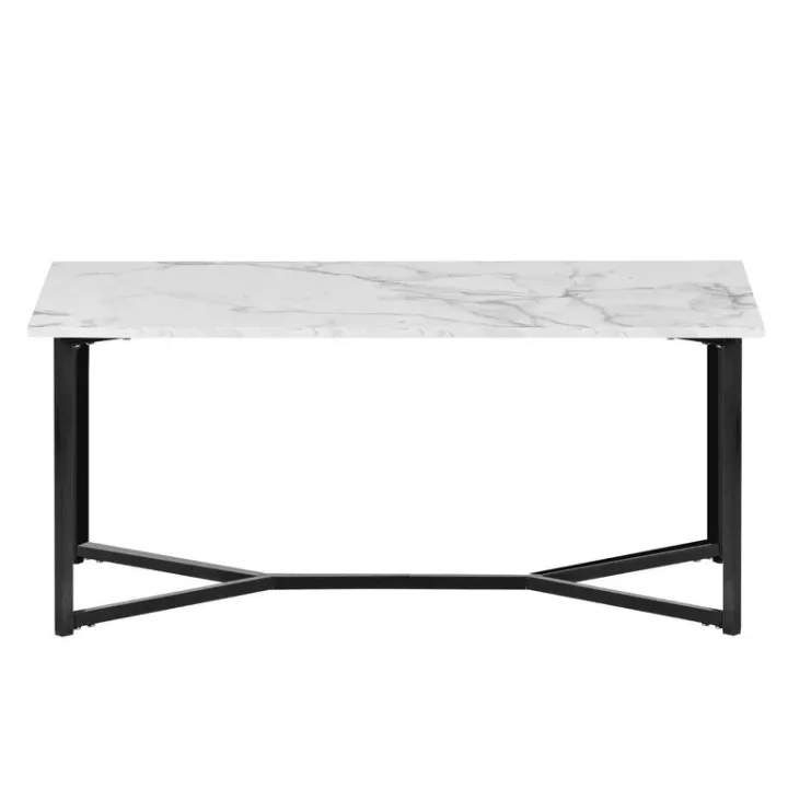 Decor by Webstore X-Frame Marble Series Coffee Table – Multi-Functional 2-Tier Center Table with Storage & High-Density MDF Marble Finish