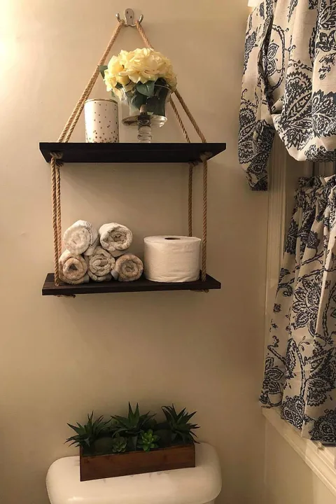 Wall Hanging Shelves Wooden Window Shelf Rustic Storage Rack Home Decor Plants Photos Decorations Display for Living Room Bathroom Bedroom Kitchen Apartment Office,2 Tier